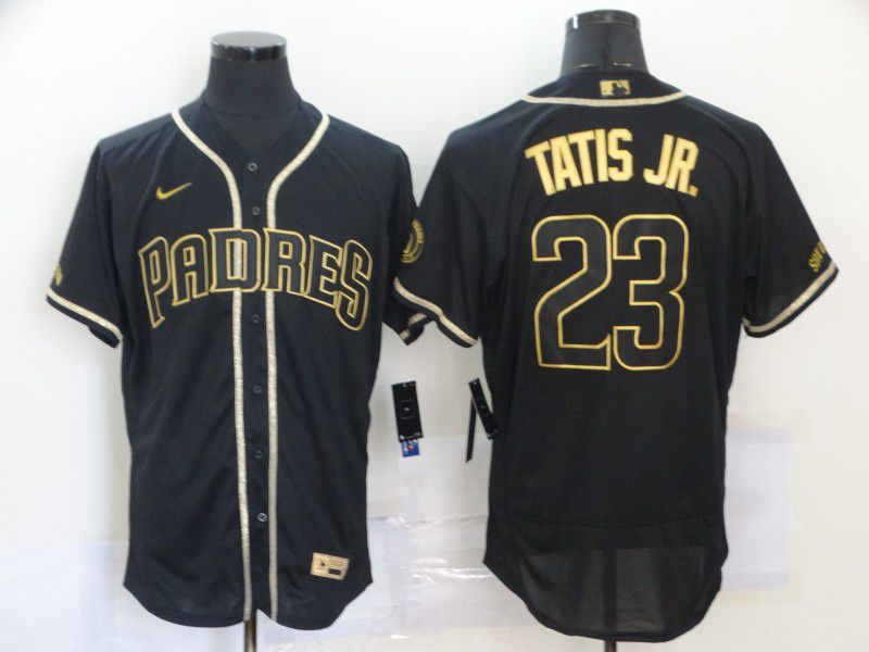 Men San Diego Padres 23 Tatis jr Black Nike Elite MLB Jerseys